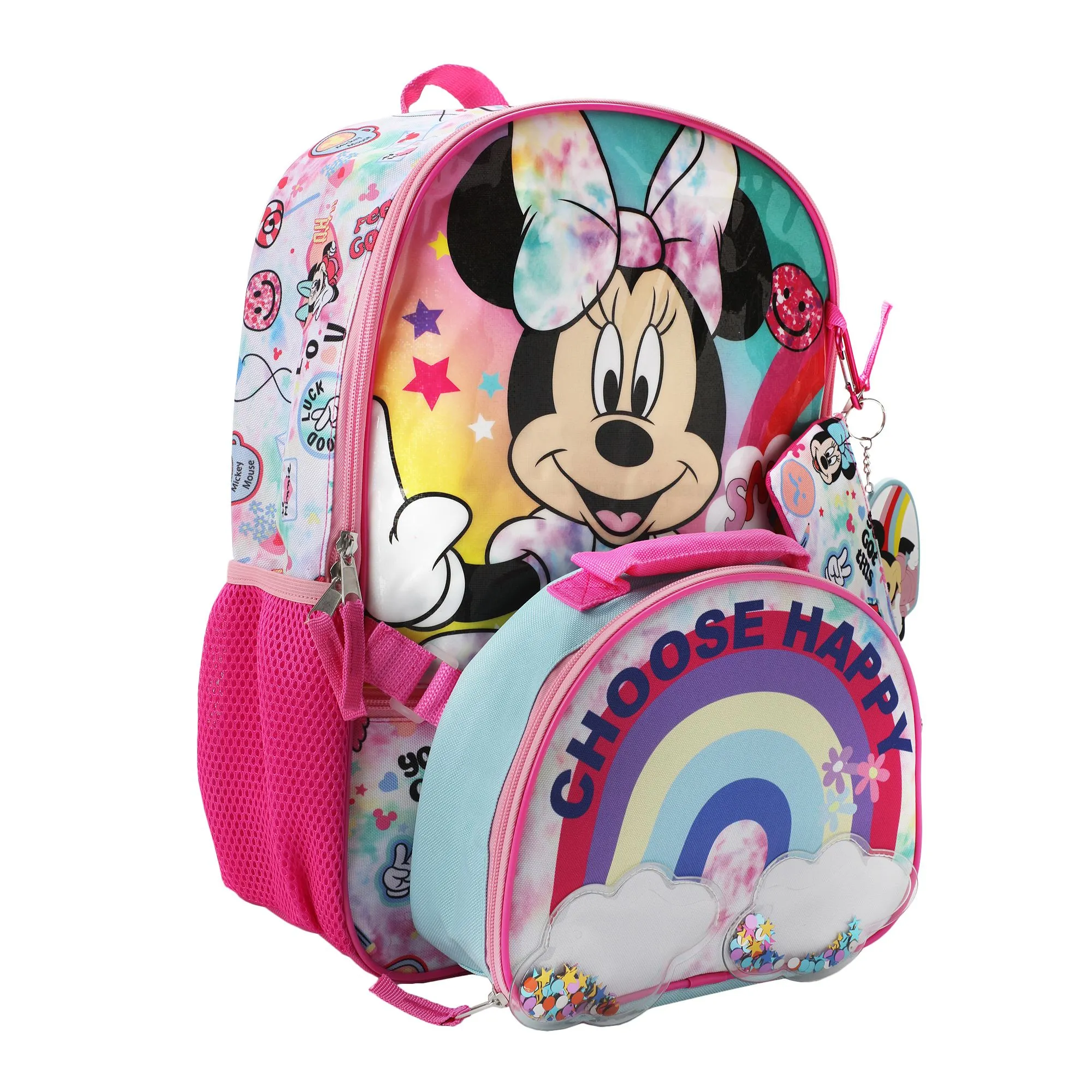 Minnie Mouse Choose Happy Kids 16" Backpack and Lunch Bag 5 Piece Set