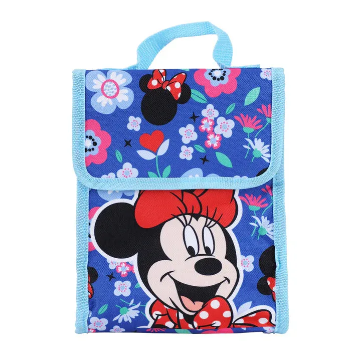 Minnie Mouse Floral Pattern Kids 16" Backpack and Lunch Bag 5 Piece Set