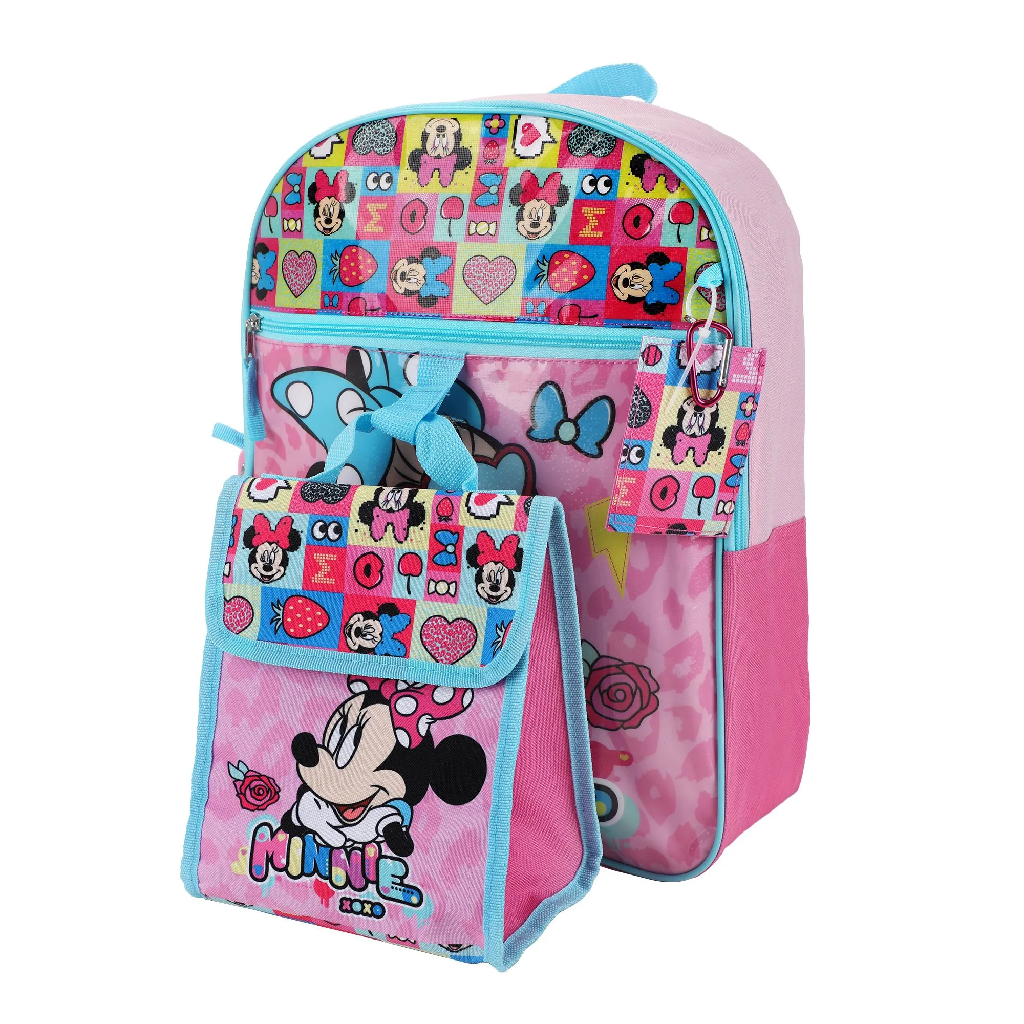 Minnie Mouse XOXO Kids 16" Backpack and Lunch Bag 5 Piece Set