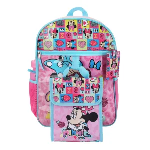 Minnie Mouse XOXO Kids 16" Backpack and Lunch Bag 5 Piece Set