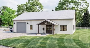 Modern Barndominium Style 2-Bedroom Home with Spacious Garage and High Ceilings