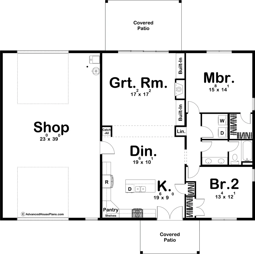 Modern Barndominium Style 2-Bedroom Home with Spacious Garage and High Ceilings