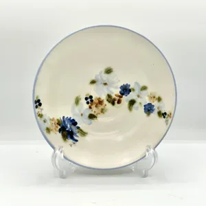 Moffat Pottery Blue Rimmed Floral bowl /ah