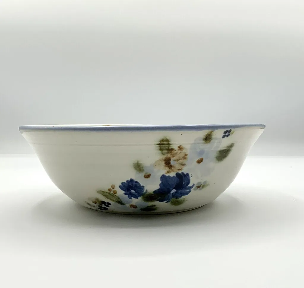 Moffat Pottery Blue Rimmed Floral bowl /ah