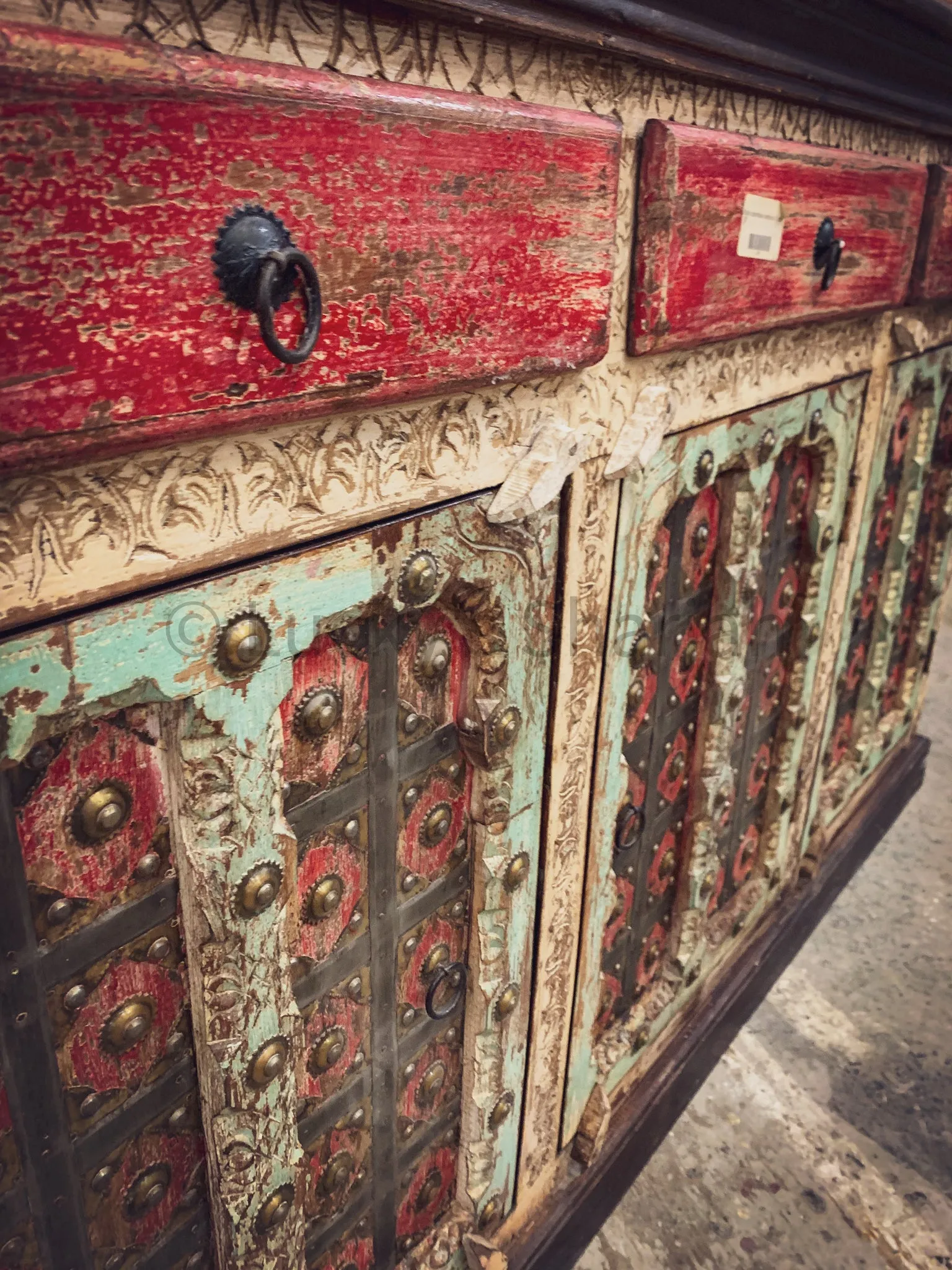 Multicolor Gujarati Brass inlay sideboard