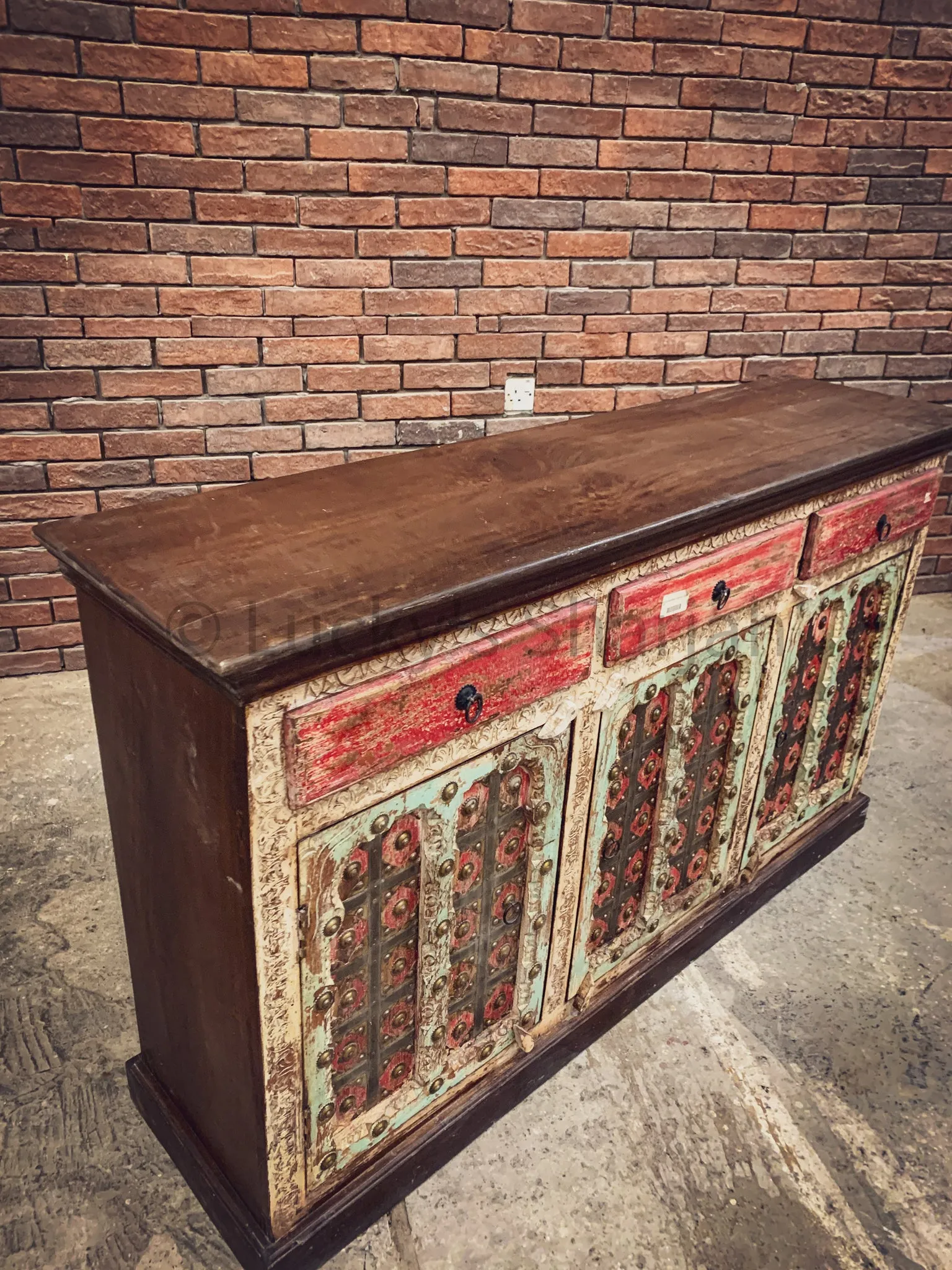 Multicolor Gujarati Brass inlay sideboard