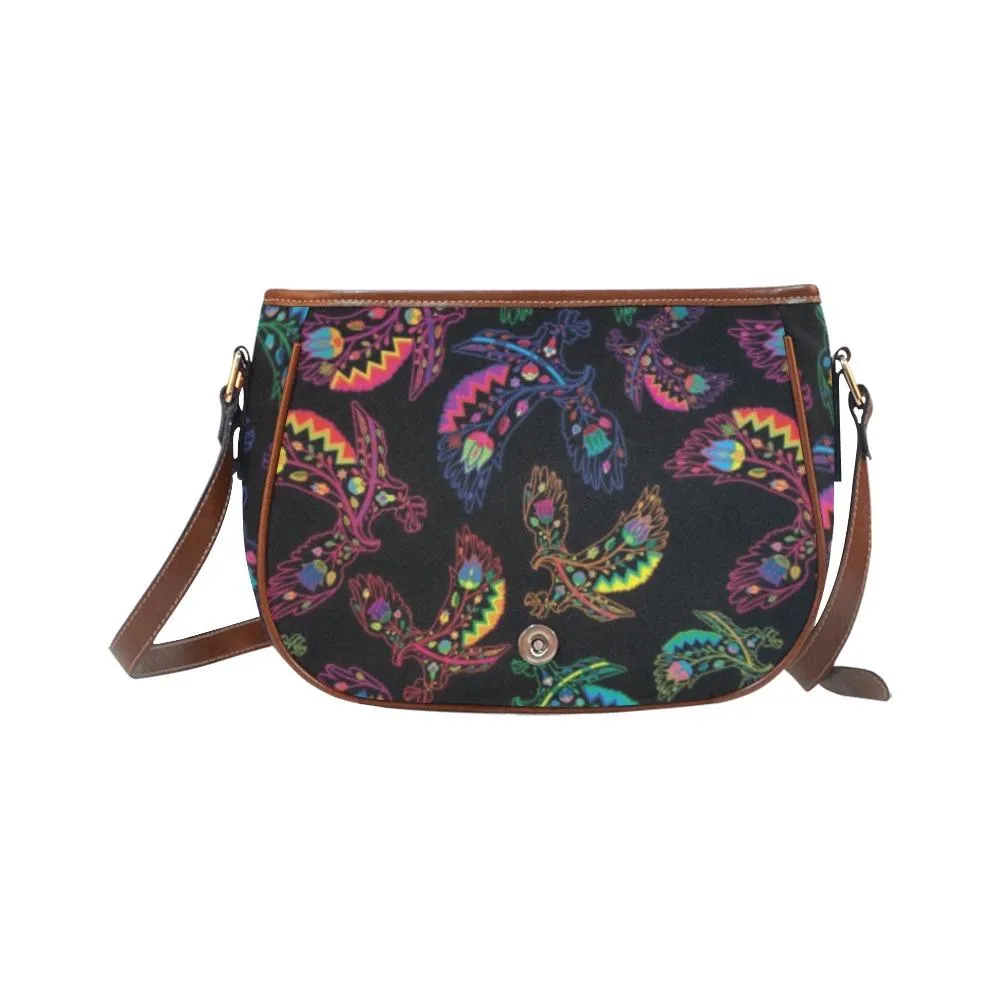 Neon Floral Eagles Saddle Bag/Large