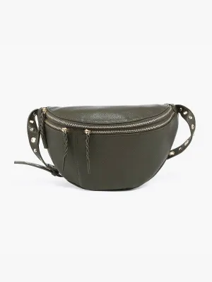 Nova Dark Olive Studded Sling Bag