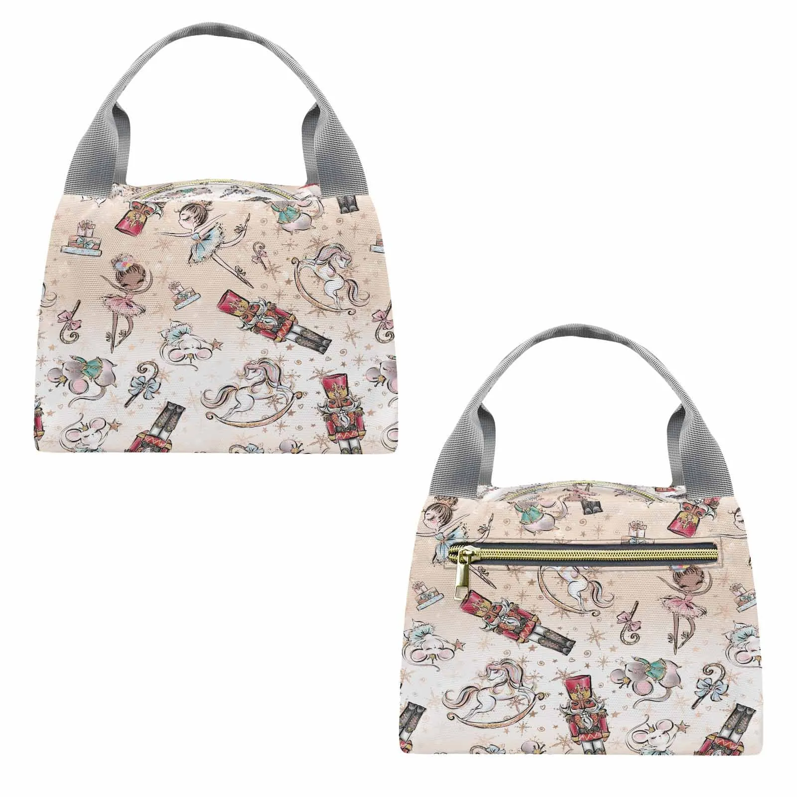 Nutcracker design 50  Portable Lunch Bag-Grey Handle