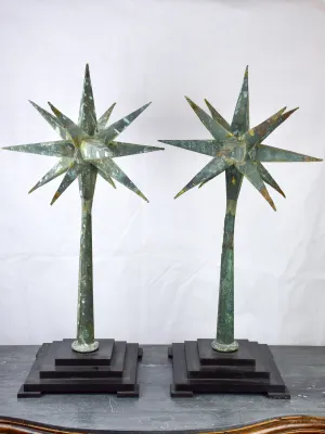 Pair of 19th century sputnik lightning rods mounted on square bases