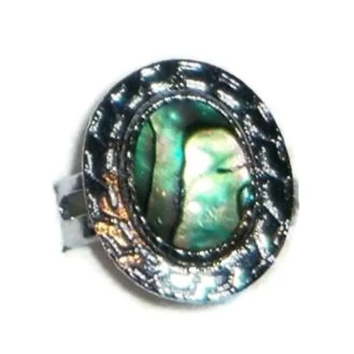 Paua Shell Silver Oval Ring