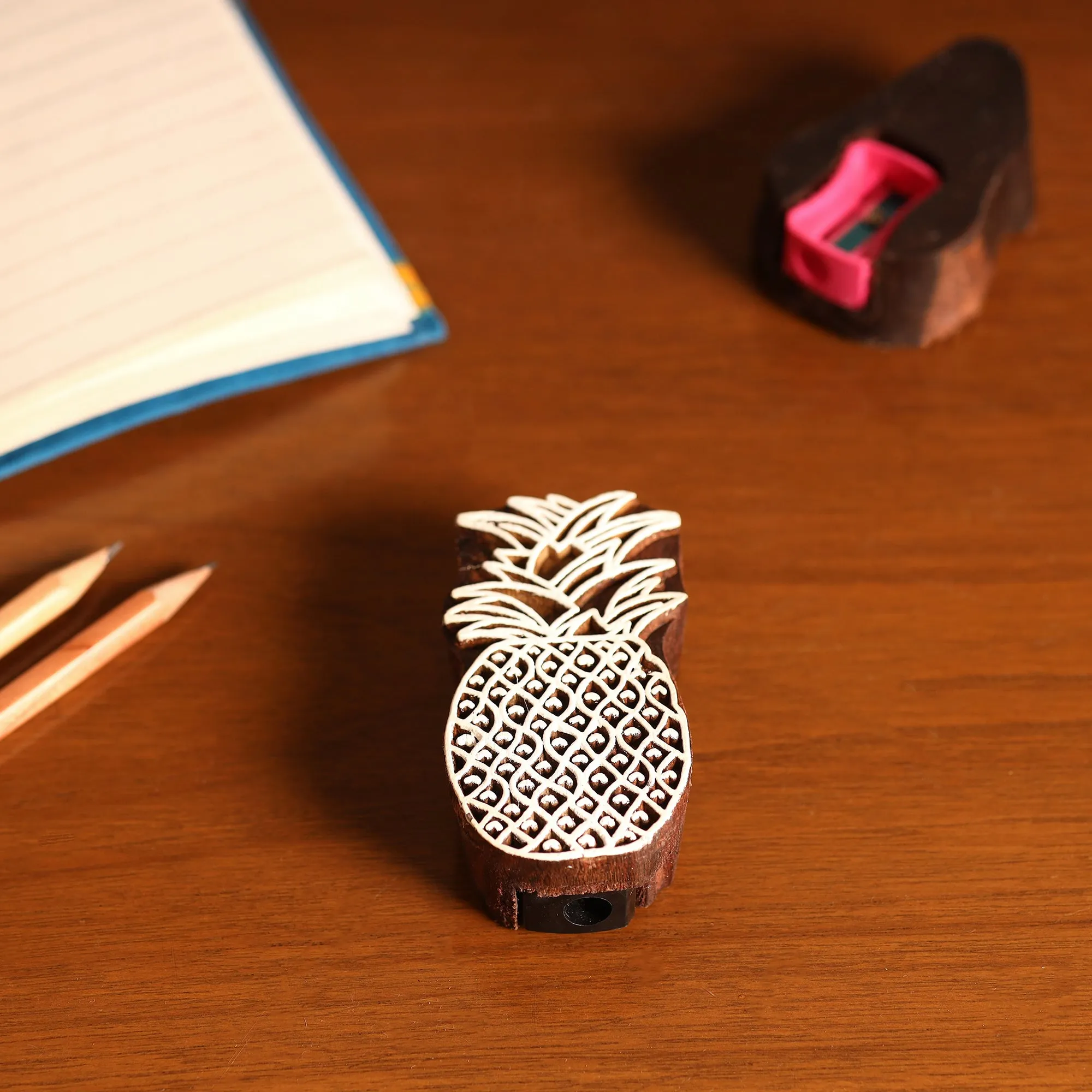 Pineapple - Hand Carved Sheesham Wood Block Sharpener