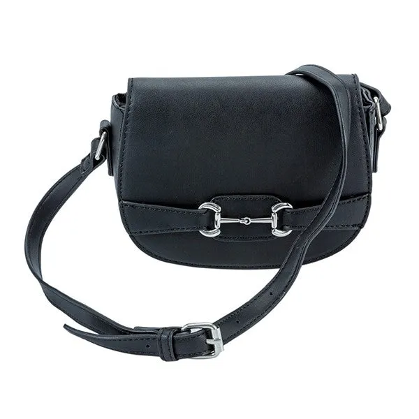 PU LEATHER MINI SADDLE CROSSBODY BAG