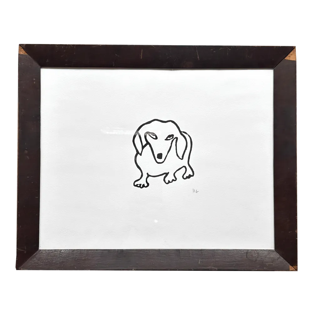 "Dachshund" in a 19th Century Antique Frame