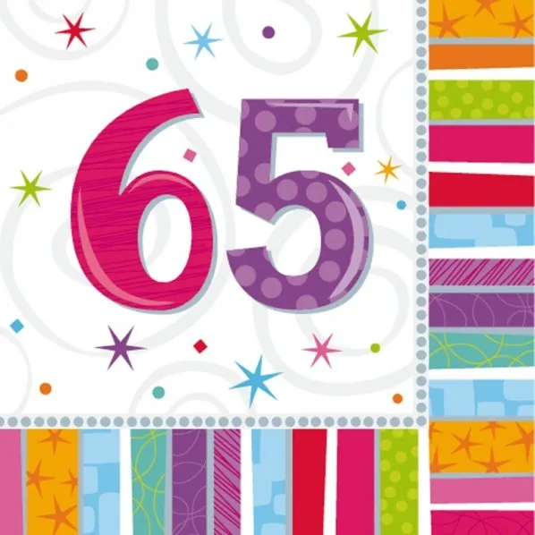 Radiant Birthday Napkins - 65th