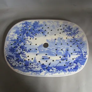 Rare Blue And White Strainer Plate English Scenery Winsor Castle Georgian c1810