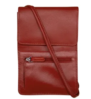 Red Leather Organizer Crossbody