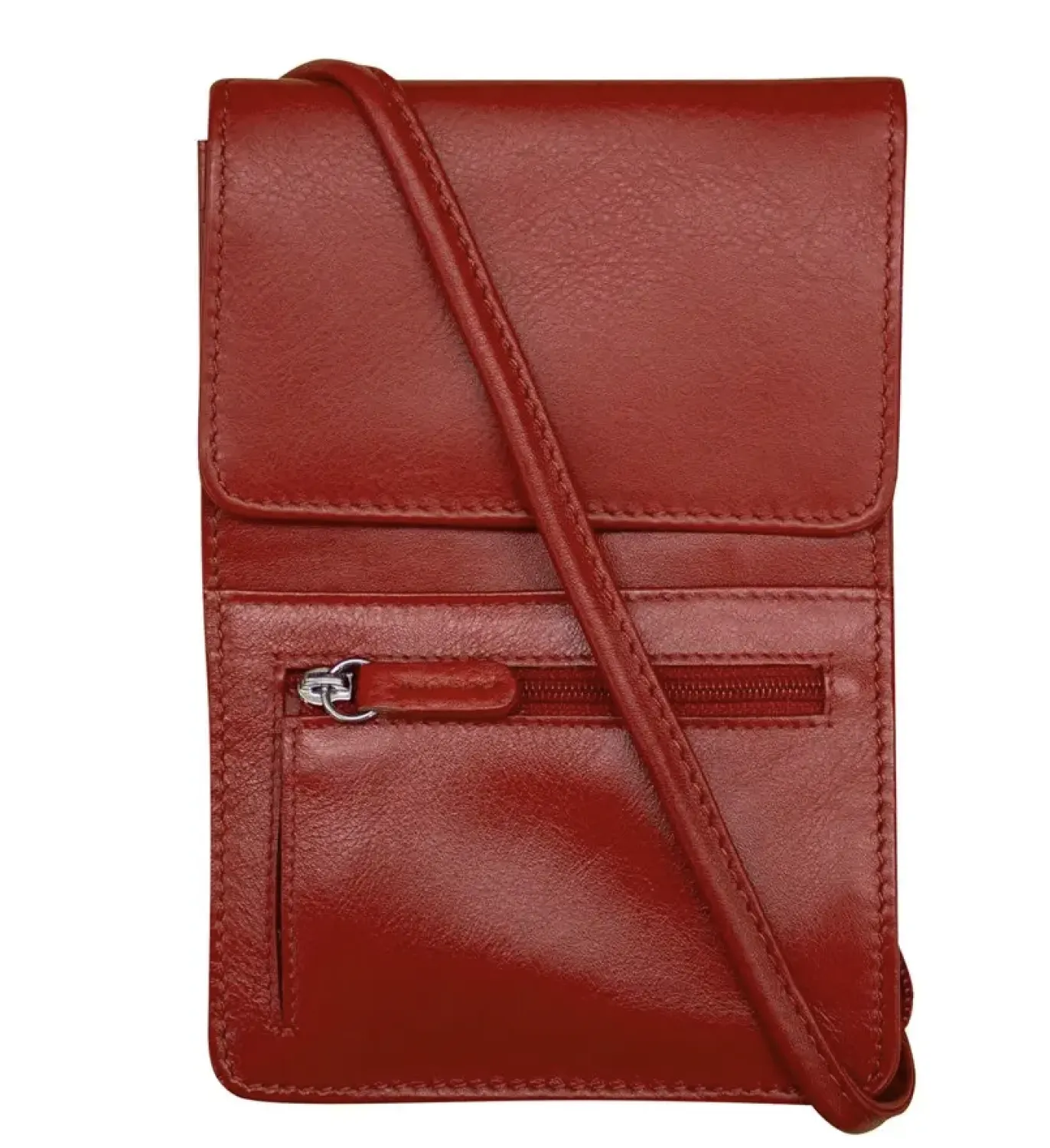 Red Leather Organizer Crossbody