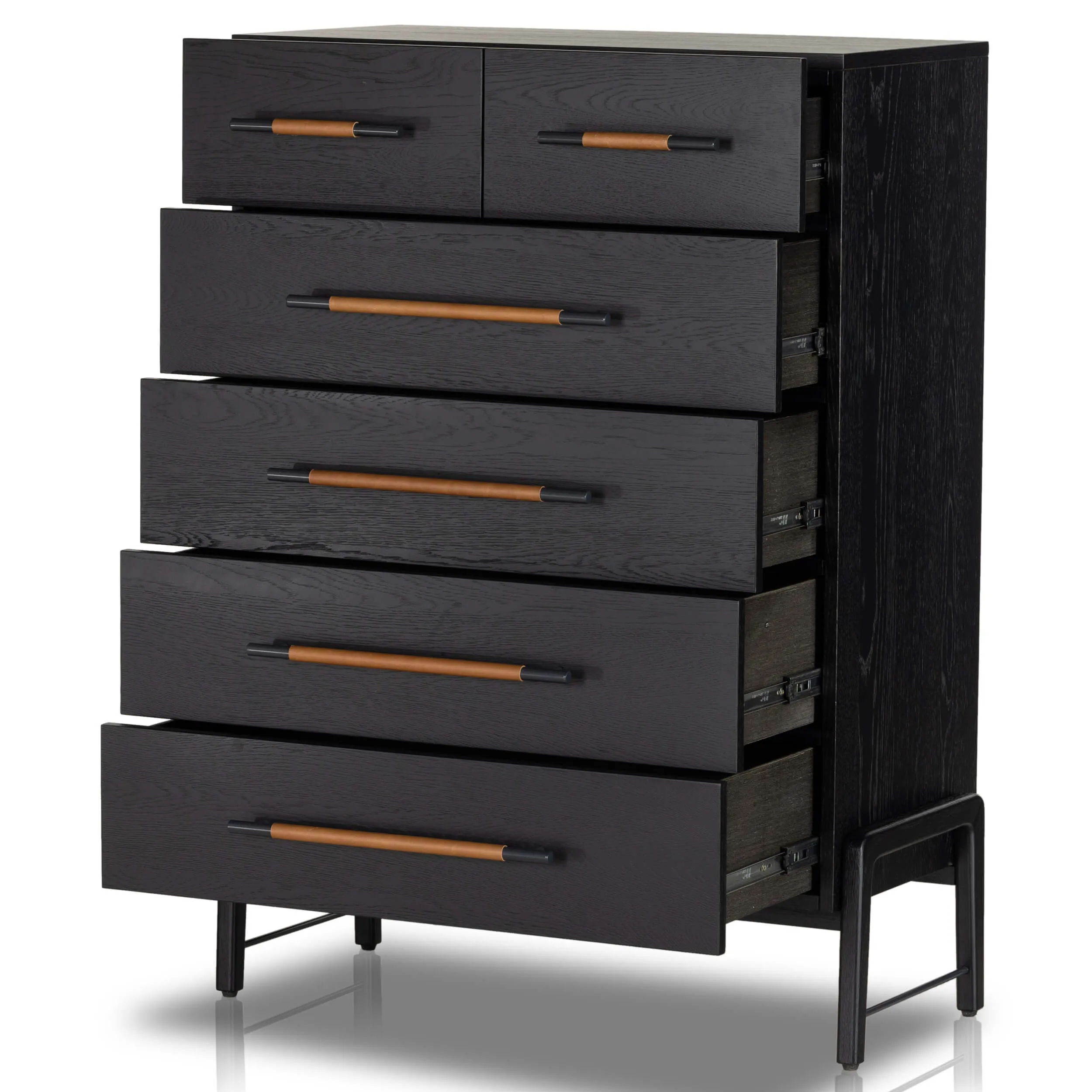 Rosedale 6 Drawer Tall Dresser, Ebony Oak