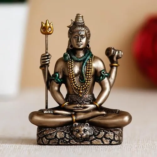 Rudram Lord Shiva Idol Shiv Padmasana Sitting Statue | Gift fItems,Home, Temple Deco'r,Car Dashboard.