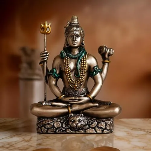 Rudram Lord Shiva Idol Shiv Padmasana Sitting Statue | Gift fItems,Home, Temple Deco'r,Car Dashboard.