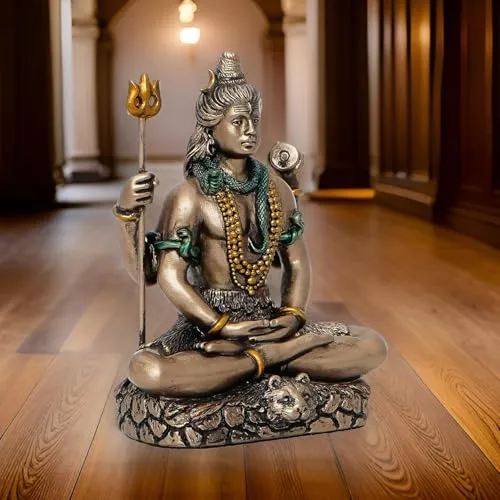 Rudram Lord Shiva Idol Shiv Padmasana Sitting Statue | Gift fItems,Home, Temple Deco'r,Car Dashboard.