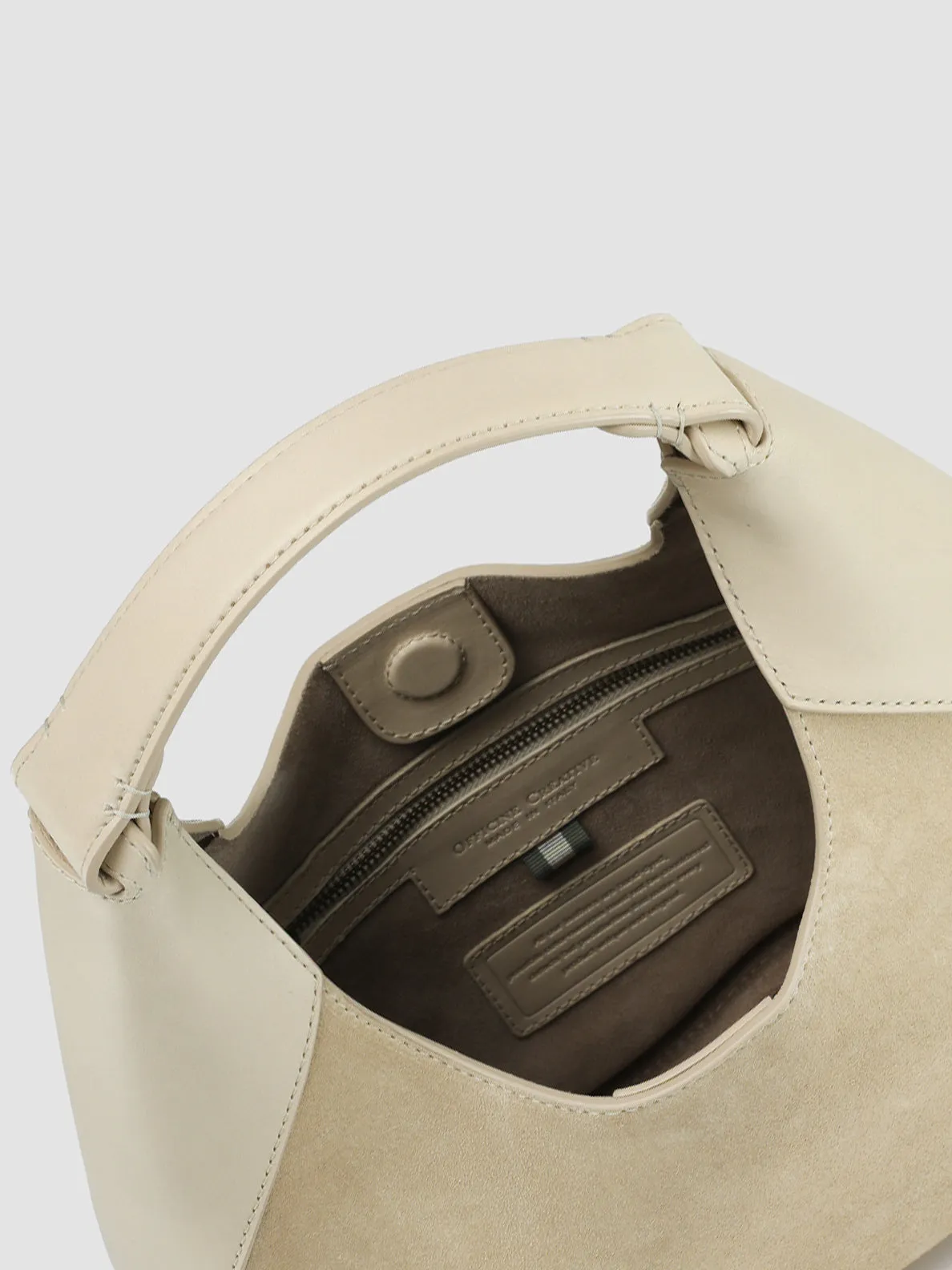 SADDLE 014 - Ivory Leather and Suede Handle Bag