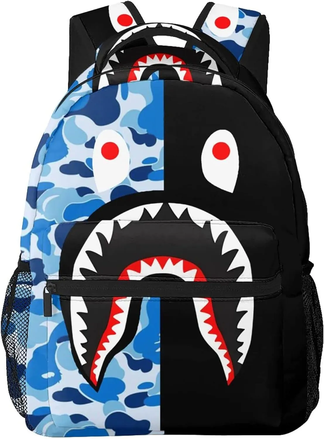 Shark Print Red Camo Travel Laptop Backpack