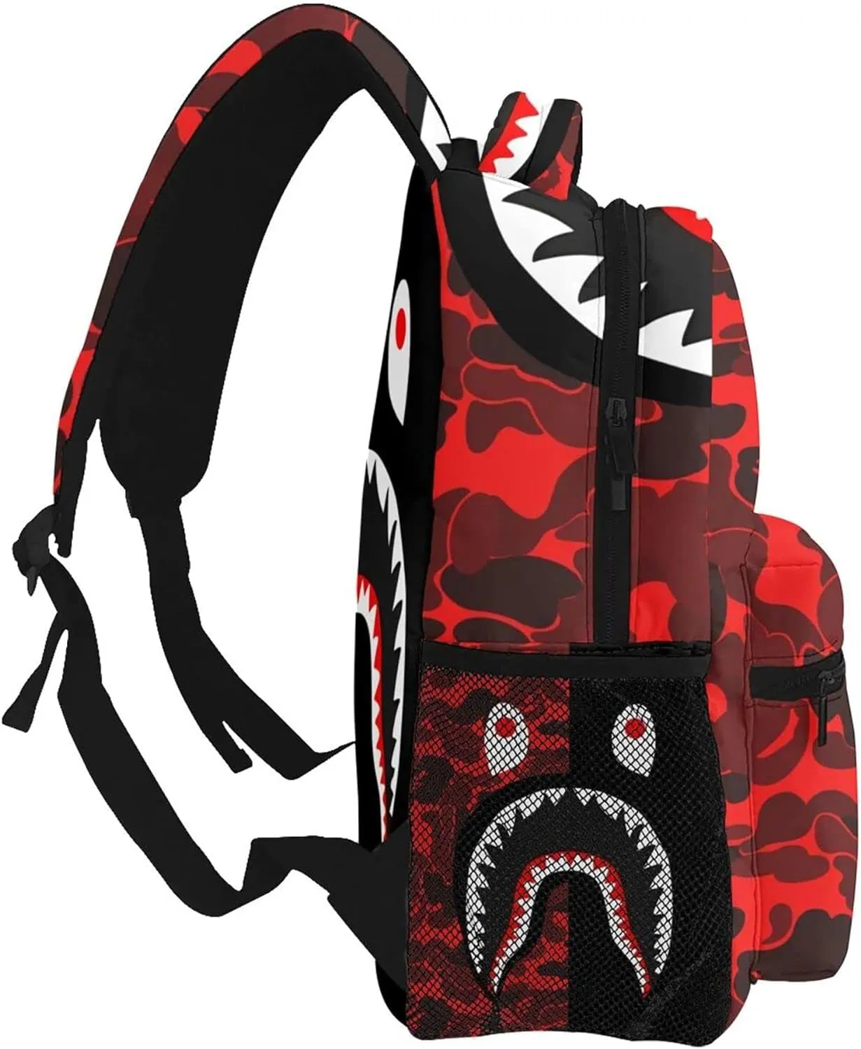 Shark Print Red Camo Travel Laptop Backpack