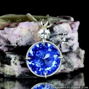 Siberian Blue Quartz & Phenacite Radiant Heart Pendant