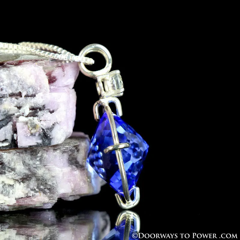 Siberian Blue Quartz & Phenacite Radiant Heart Pendant