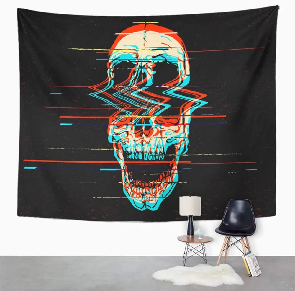 Skull Glitch Tapestry