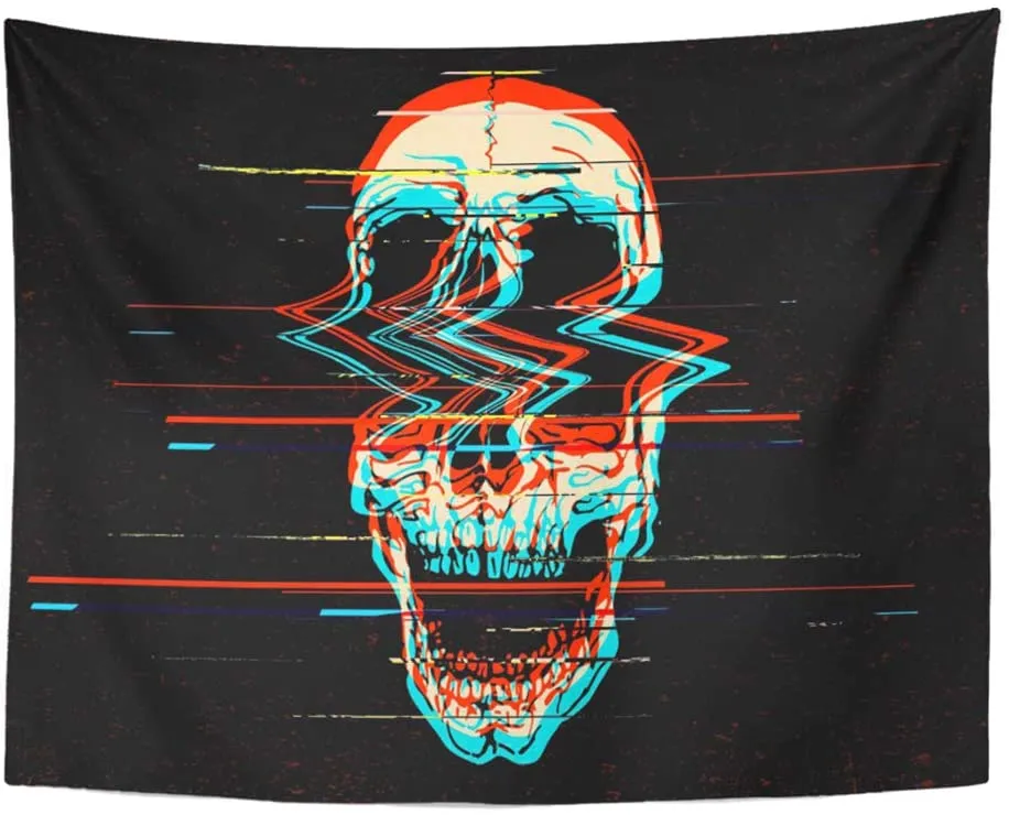 Skull Glitch Tapestry