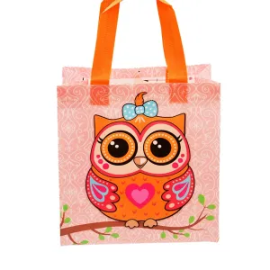 Small Orange Owl Printed PP Non-Woven Bag