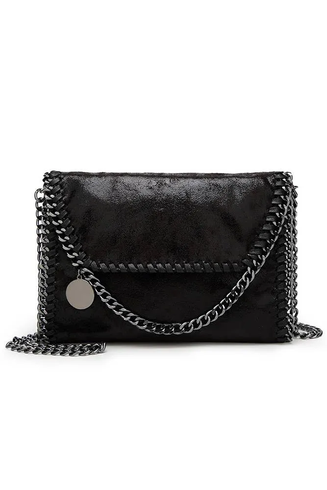 Solid Small Chain Hand Bag Black