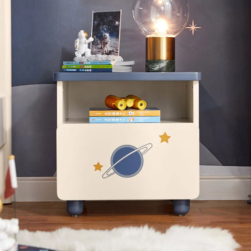 Space Boy Navy and White Bedside Table