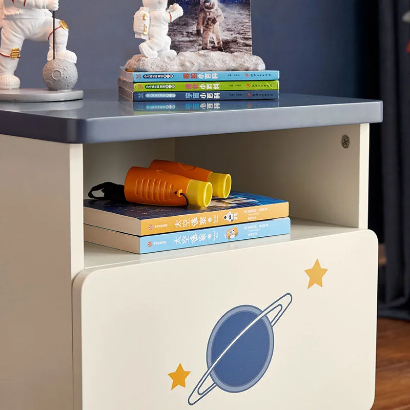 Space Boy Navy and White Bedside Table