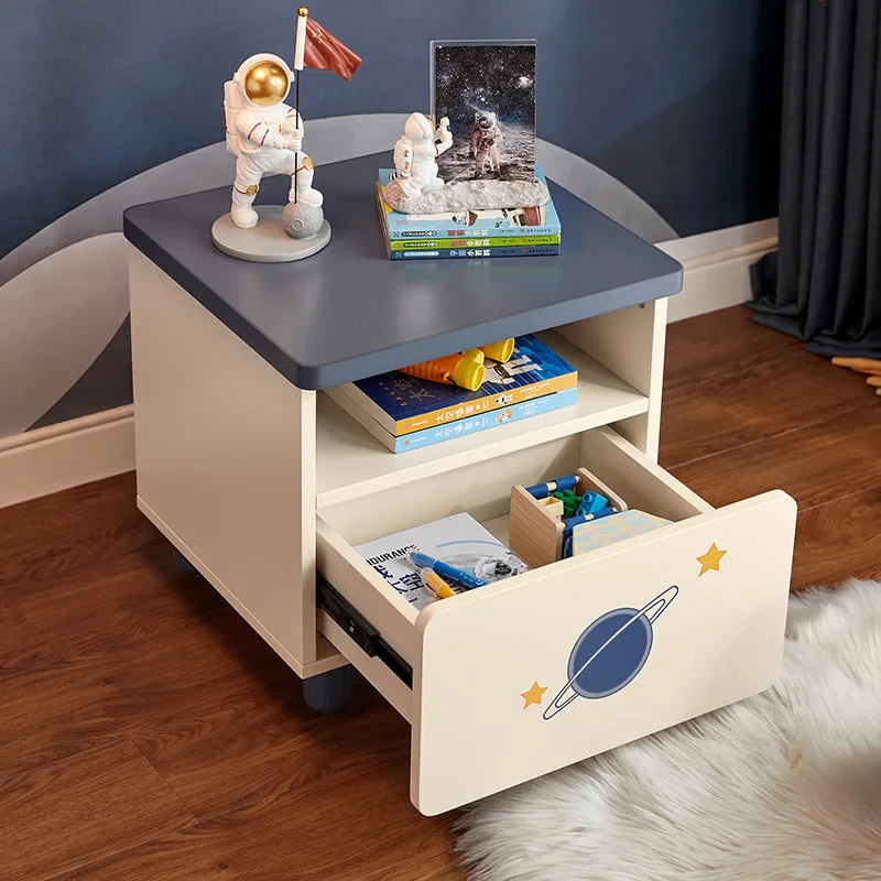 Space Boy Navy and White Bedside Table