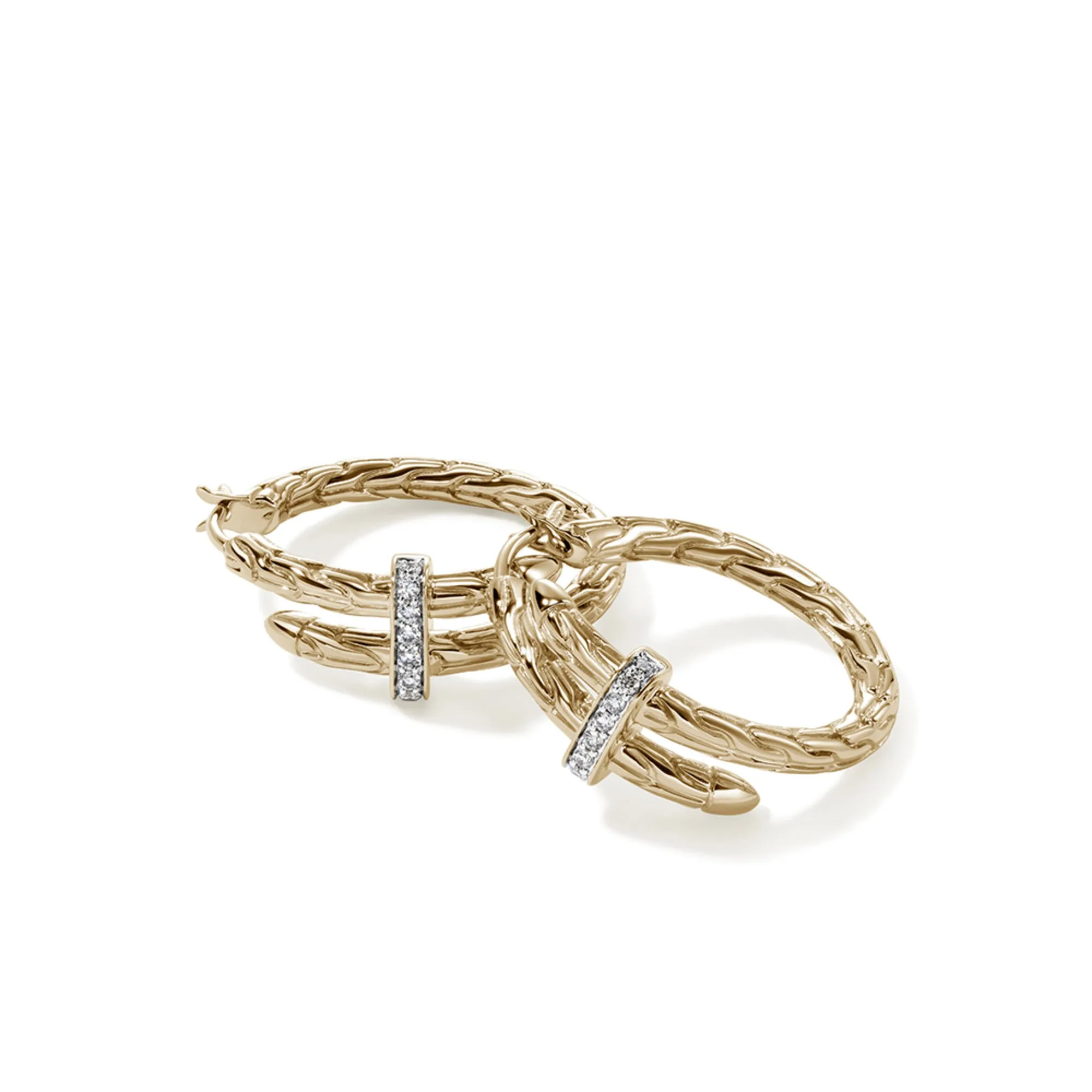 Spear Hoop Earring, Gold, Diamonds, 22.5MM|EGGX986742DI