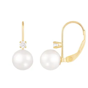 Splendid Pearls 14K Yellow Gold Diamond Earrings HOCPD-3YG