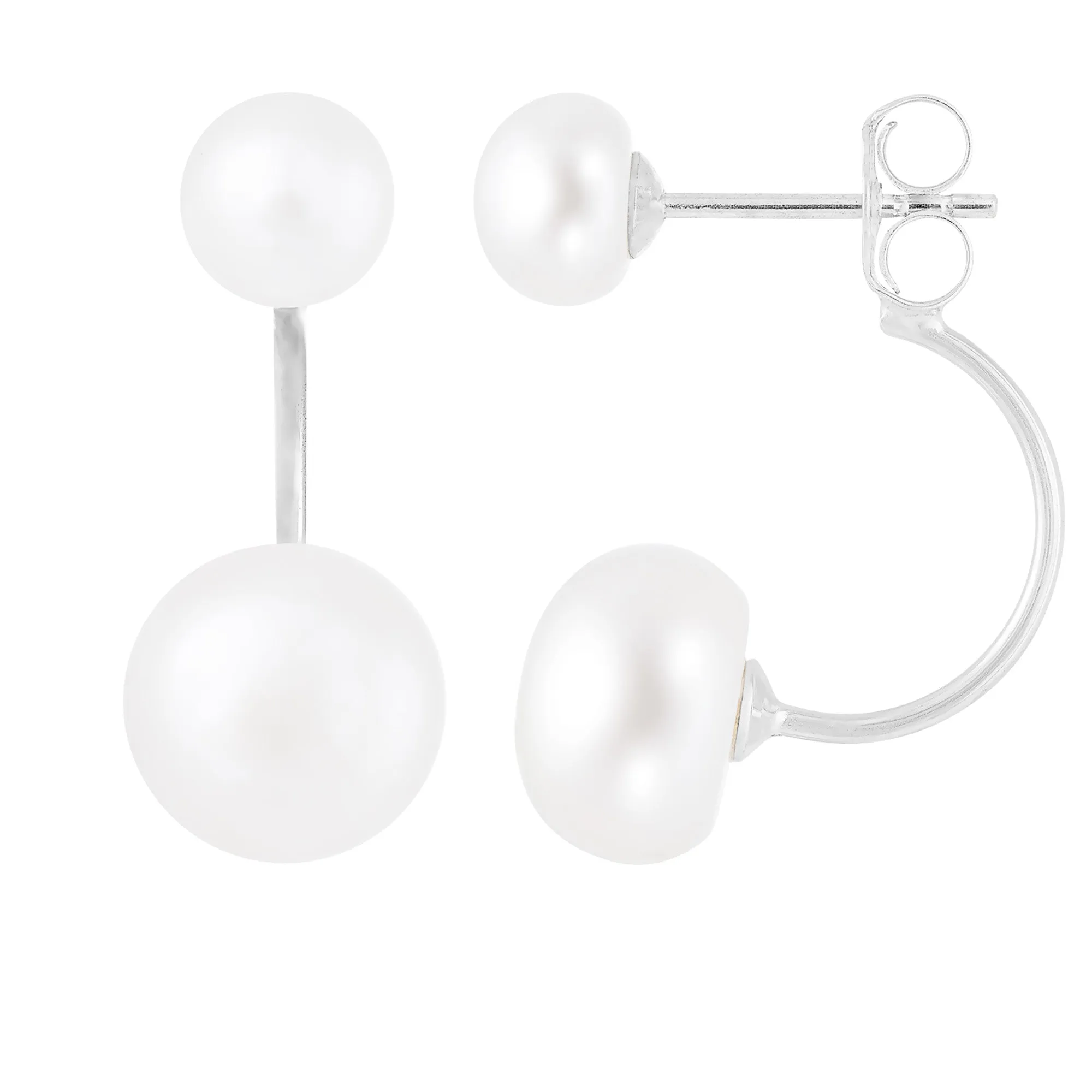 Splendid Pearls Double Freshwater Pearl Earrings Set In Sterling Silver