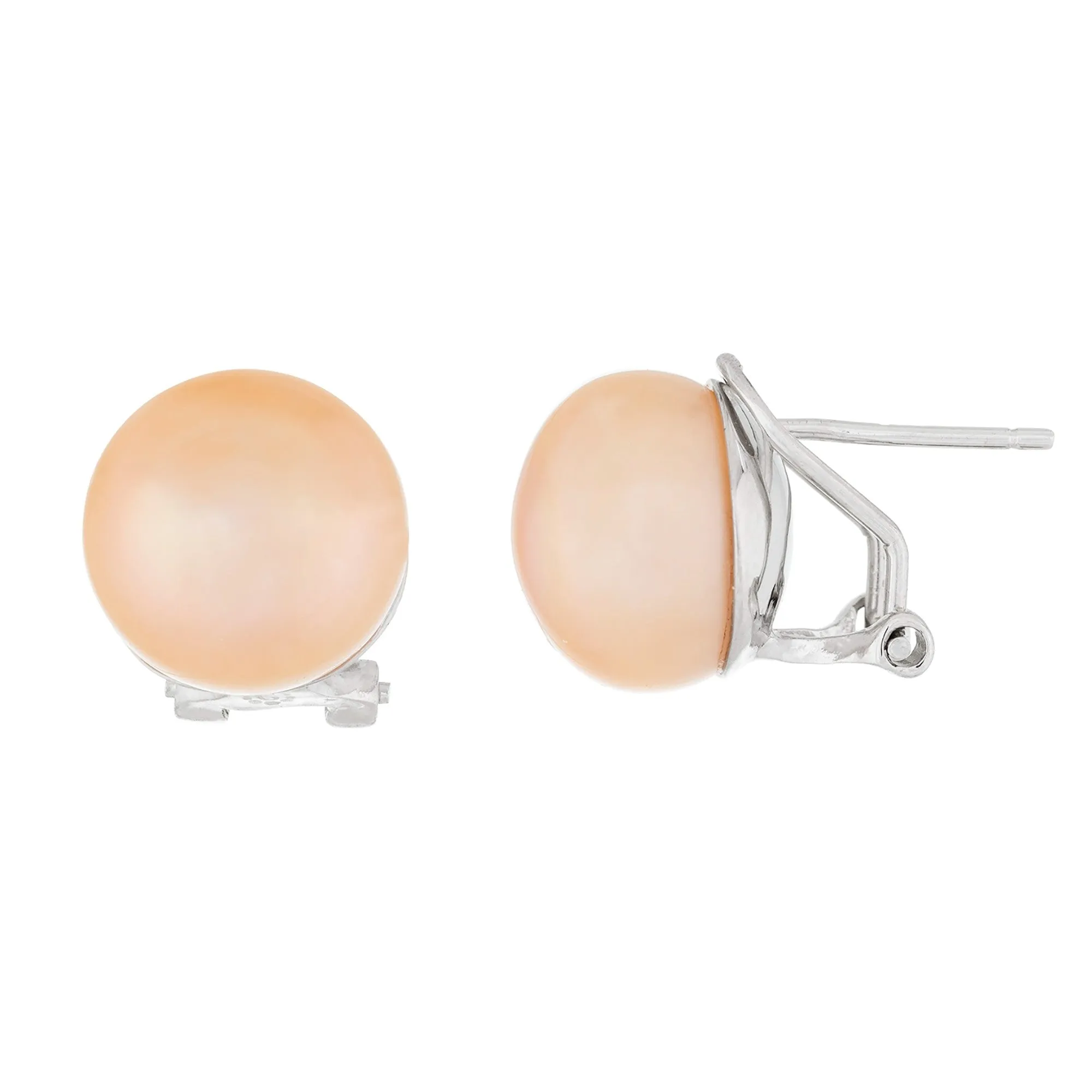 Splendid Pearls Omega Clip Large Pearl Stud Earrings