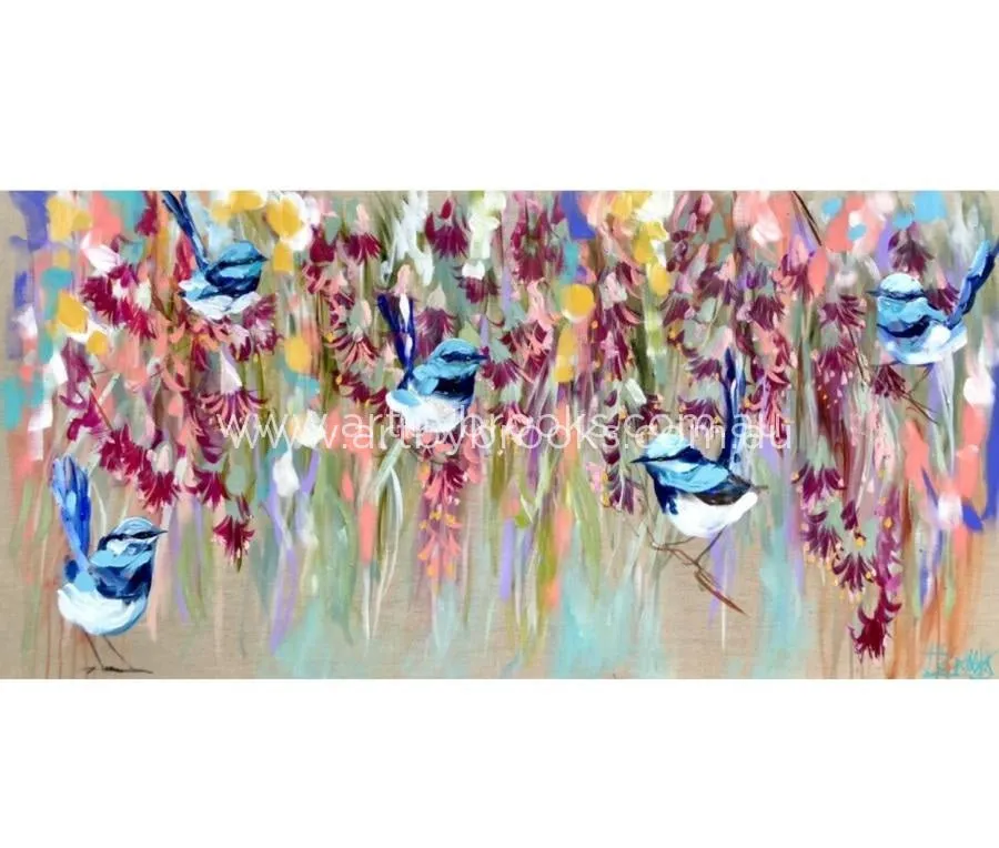 Splendid wrens and rainbow eucalyptus - art print