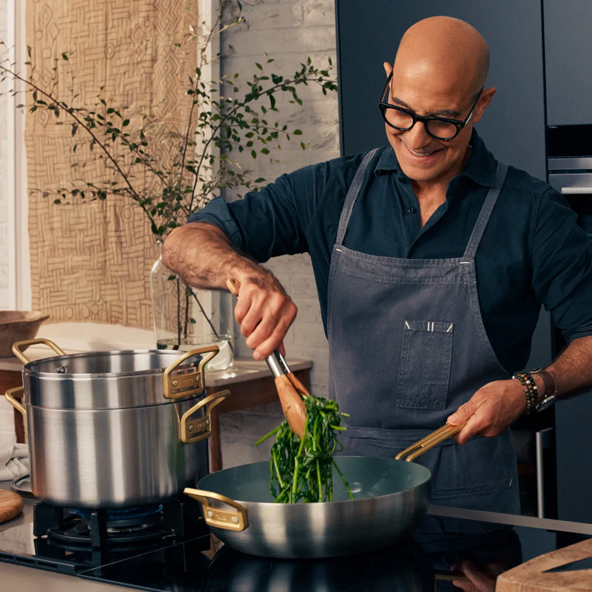 Stanley Tucci™ Mixed Material Stainless Steel 6-Piece Cookware Set with the Tucci Cookbook