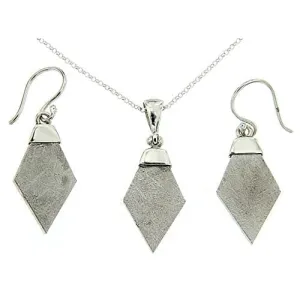 Starborn Creations Sterling Silver Gibeon Meteorite Pendant and Earring Set