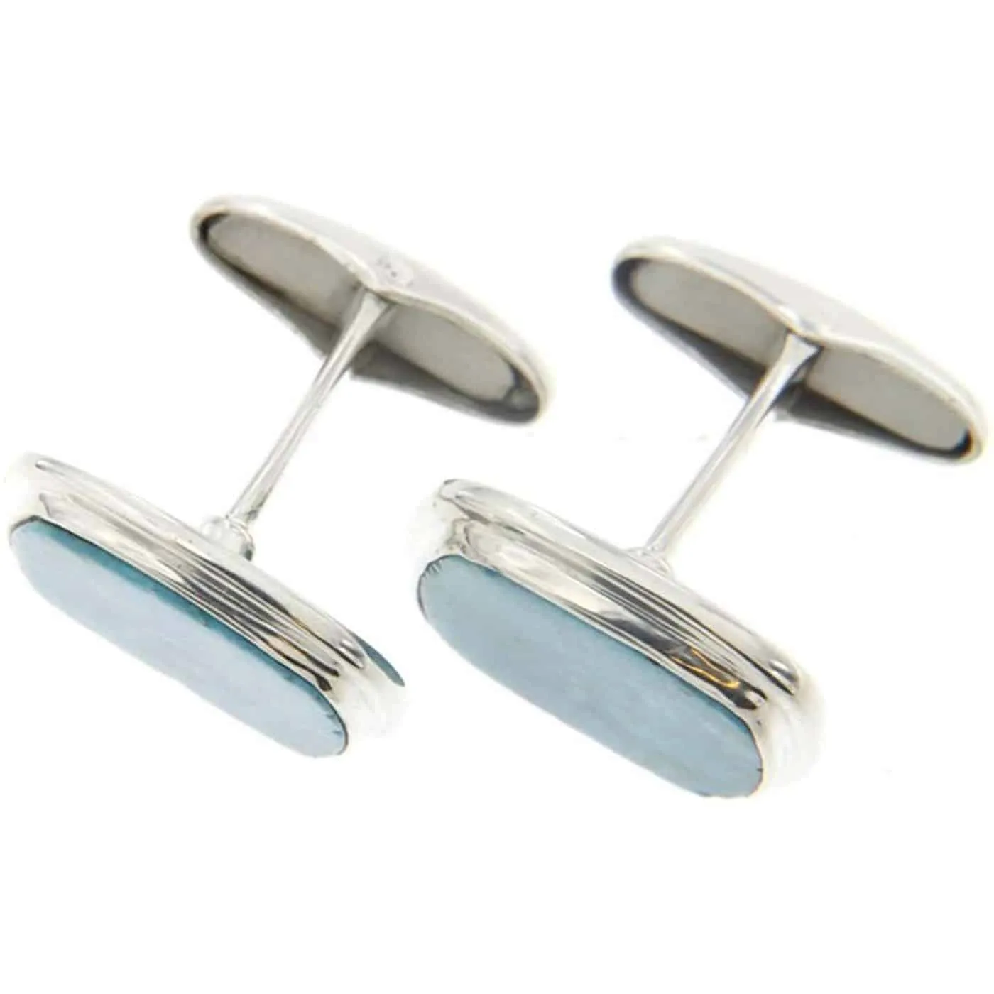 Starborn Creations Sterling Silver Square Nacozari Turquoise Cuff Links