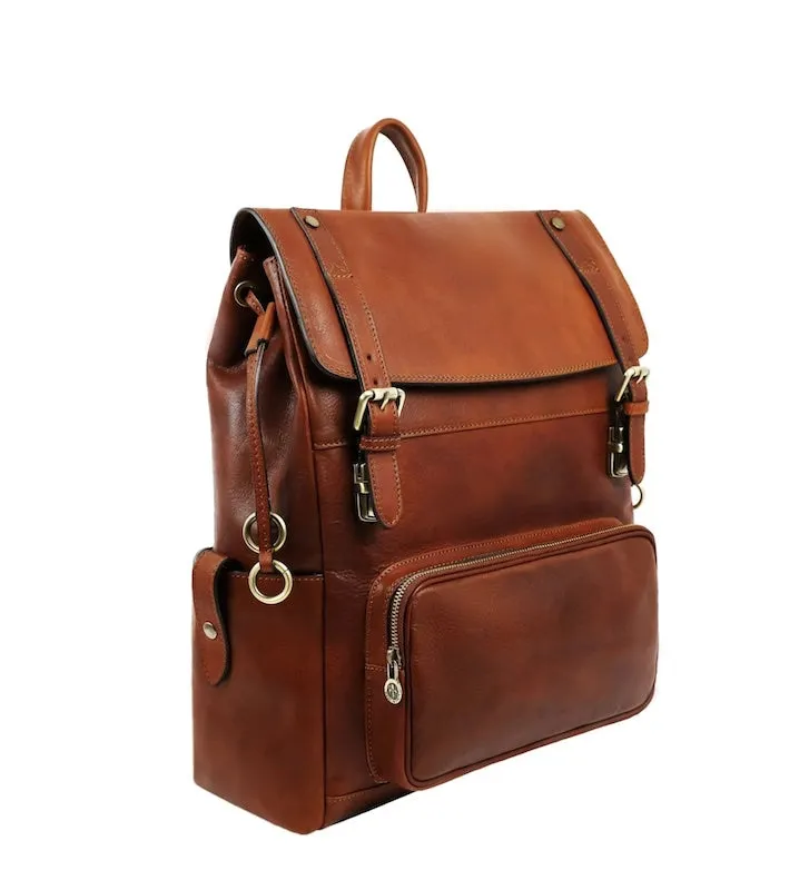 The Good Earth - Brown Leather Backpack