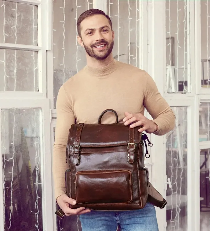 The Good Earth - Brown Leather Backpack