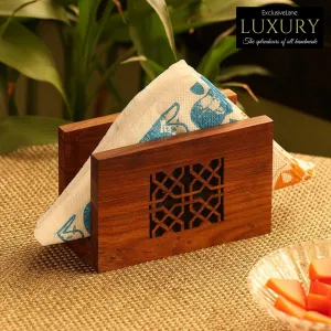 'The Napkin Jaali' Hand Carved Napkin Holder In Sheesham Wood