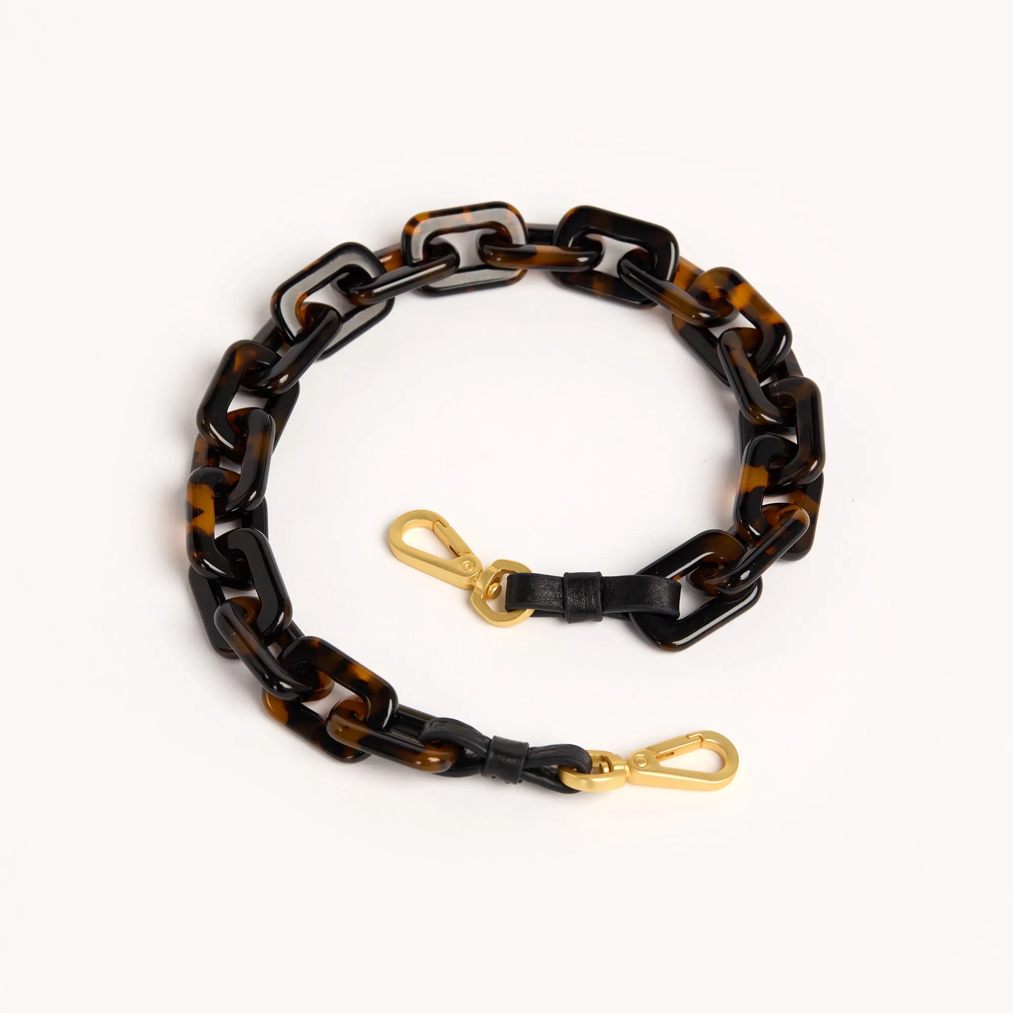 Tortoise Shell Shoulder Strap | Black/Brushed Gold